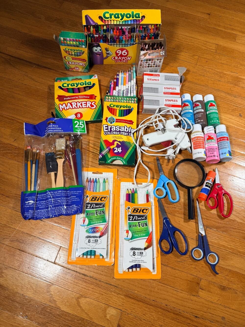 Large Kids Art Supplies Bundle – Crayola, Paints, Pencils, Markers, Glue Gun, Sc